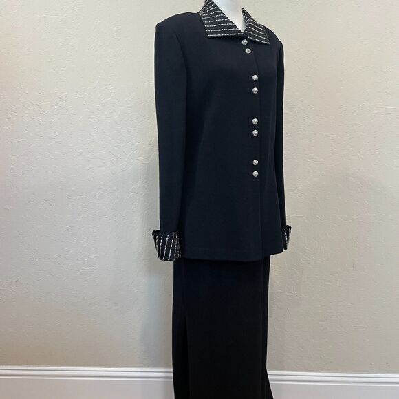 ~ ST. JOHN 4 Skirt Black Maxi Long Pencil Straight Sheath Side Slit Lux Knit 6 8 - Picture 10 of 11